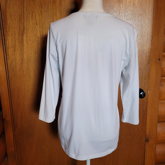 Christopher and Banks Women's Floral Striped Top 3/4 Sleeves Sz M - Picture 3 of 7